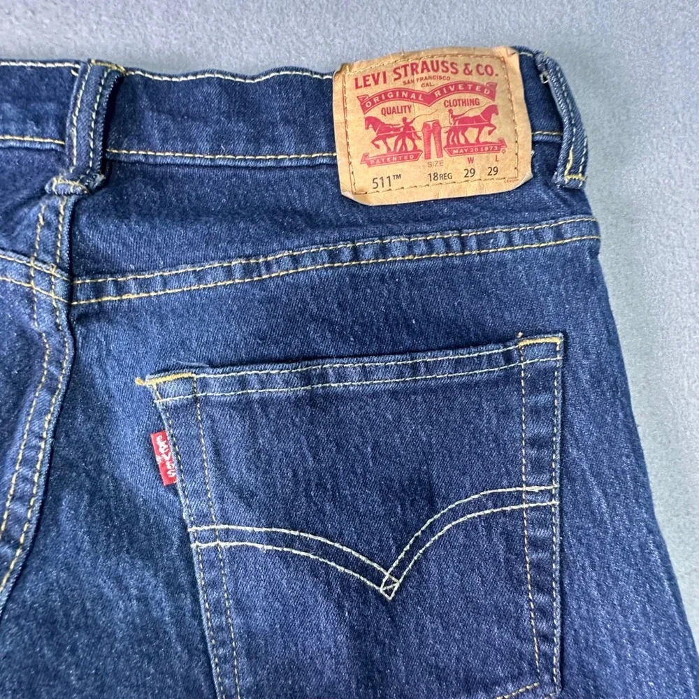 Levi's 511 Slim Kids Jeans Dark Wash Denim Pants Size 18 Reg‎ Blue Casual
